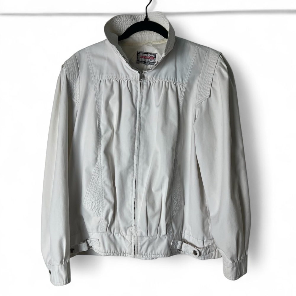 NYC New York Girl‎ - Vintage Women’s White Quilted Mock Neck Zip Jacket 80s